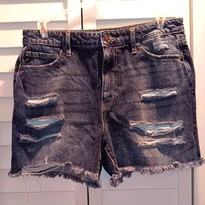 KanCan Midnight Blue Ripped Jean Shorts